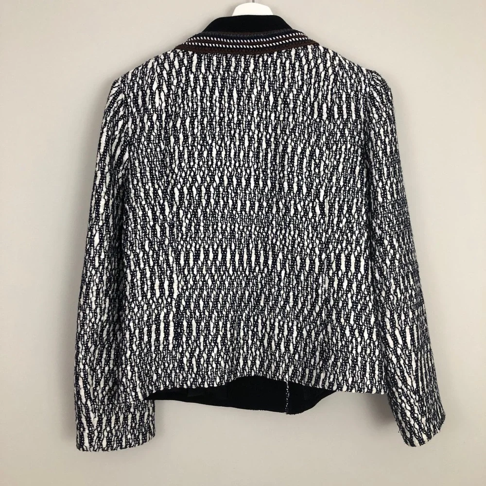 Tory Burch Tweed Contrast Weave Neck Jacket